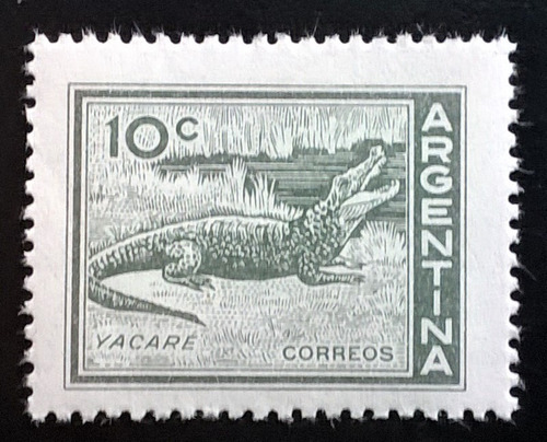 Argentina Fauna, Sello Gj 1123 Yacaré Oliva 1959 Mint L13845