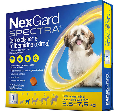 Antipulgas Carrapatos Nexgard Spectra Para Cães De 3,6 A 7kg