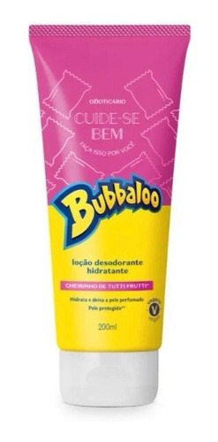 Hidratante 200ml Cuide-se Bem Linha Bubbaloo Tutti Frutti