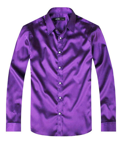 Camisa De Vestir De Satén De Lujo Para Hombre, Ajuste De Sed