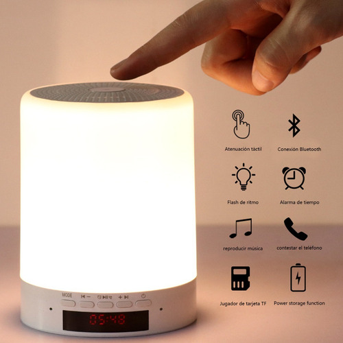 Lámpara Led De Noche Con Altavoz Bluetooth Inalámbrico Reloj