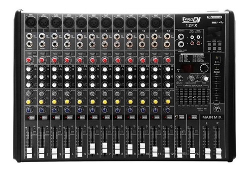 Mixer Consola Prodj 12fx Análoga Interfaz Grabación Pro Dj  