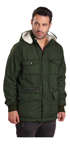 Chaqueta Para Hombre Con Capota De Quitar Verde Y Azul Oscuro Comoda Y Abrigada Ref 7674*