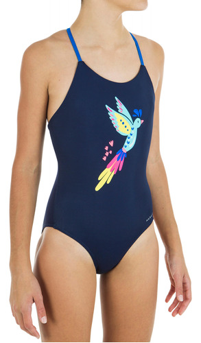 Traje De Baño Entero Natación Lila Bird Niña Azul Marino Nab