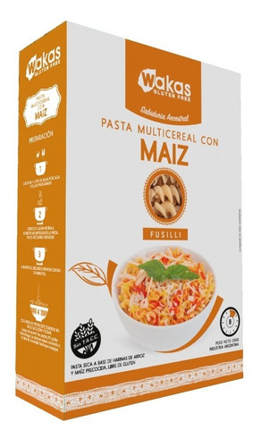 Pasta Fideos Multicereal Fusilli Maiz Wakas 20x250g