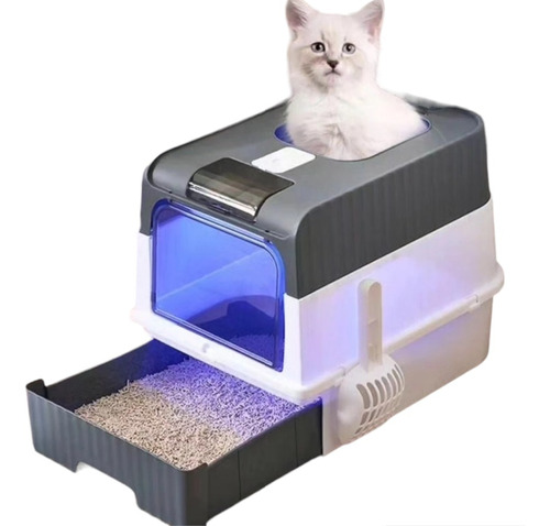 Arenero Cerrado Con Bandeja, Arenero Para Gatos Con Luz Led