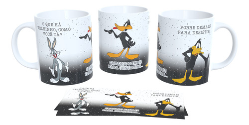 Caneca Pernalonga & Patolino Animado Frases Engraçadas + Cxa