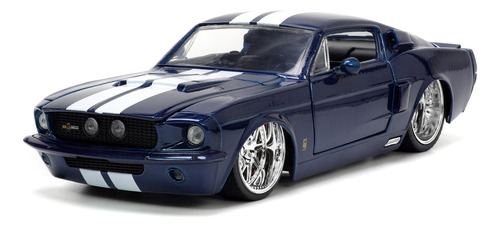 Shelby Gt500 Azul Oscuro Metálico Con Rayas Blancas Bigtim.