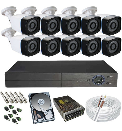 Kit Cftv 10 Câmeras Full Hd 2 Mp 1080p Dvr 16 Canais Hd 1 Tb