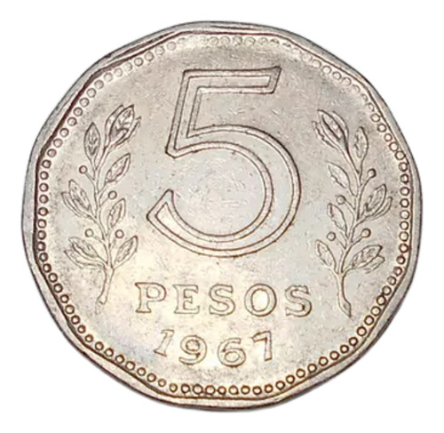Argentina 5 Pesos 1967 - Fragata Sarmiento - Casi S Circular