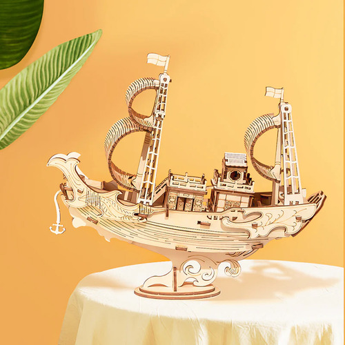 Puzzle 3D de madera con forma de barco japonés Tg307