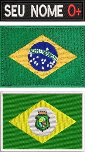 Kit 3pç Tarjeta C/ Nome Brasil Ceará P/ Jaqueta Jeans Ban132
