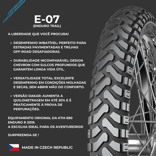 Pneu Dianteiro Mitas E-07 Enduro Trail 90/90-21 54h Misto