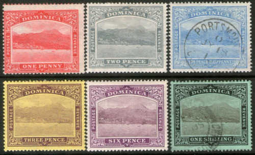 Dominica Serie X 6 Sellos Vista De La Capital Roseau 1908-21