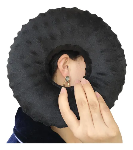 Almohada Para Dolor De Oído Con Agujero Minky Dot Negro