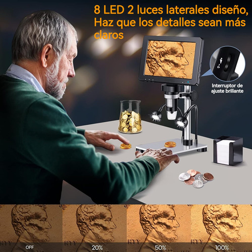 Microscopio Digital Lcd 7 In Con Aumento 1200x 1080hd 32g Sd