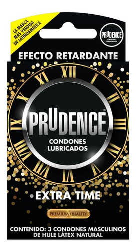 Cartera De 3 Condones Prudence Con Retardante Extra Time