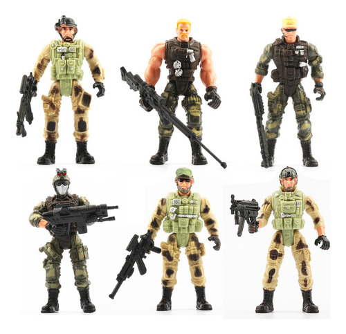Muñeca Militar De 10 Cm Modelo Soldado, Juguete De 6 Piezas