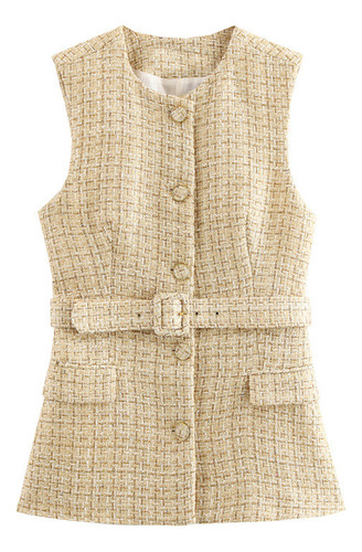 Commuter Versatile, Tejido A Mano, Cuello Redondo Y Abotonad