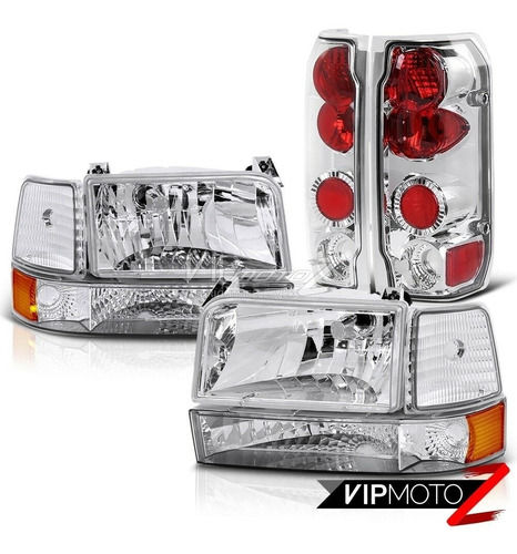 Set 8pzas Cromo Faros Cuartos Calaveras Ford F-150 1992-1996