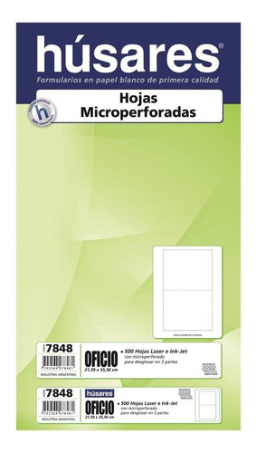 Resma Husares Oficio 75grs Microperforadas Al Medio 500 Hjs