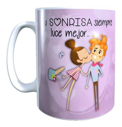 Taza Regalo San Valentín Dia Amor Enamorados Frase Sonrisa