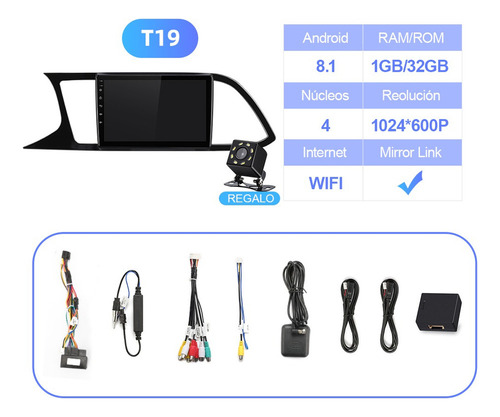 C-j Estéreo 1+32g Para Seat Leon 2014-2020 Cámara Gps Bt Fm