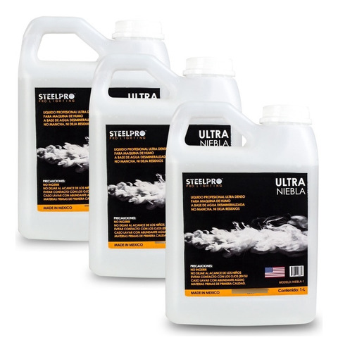 3 Líquidos Para Cámara De Humo Steelpro Ultra Niebla 1 Litro Color Incoloro