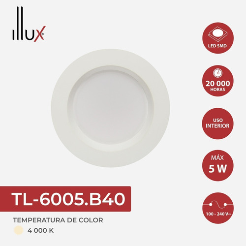 Lámpara Spot Led Empotrable Downlight 5w Falso Plafon Luz Neutra Cirkel Illux TL-6005