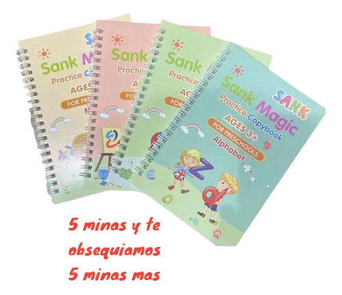 Libros De Caligrafía Montessori X 4 Para Niños Tinta Mágica