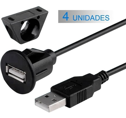 Kit 4 Cabos Usb 2.0 Extensão Macho Femea Multimídia 1 Metro