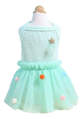 Qwinee Perro Princesa Vestido Con Pom Pom Decro Transpirable