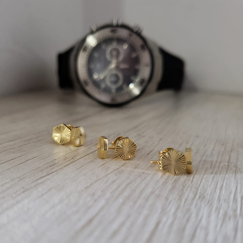 Aretes Topos Hombre / Mujer / Unisex Oro 18k Laminado + Caja