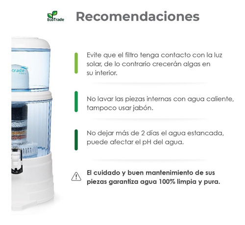 Filtro Purificador Agua 14 Litros + Cepillo Bambú Ecotrade F
