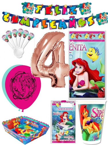 Kit Decoracion La Sirenita X12 Niños+ Obsequio + Bombas