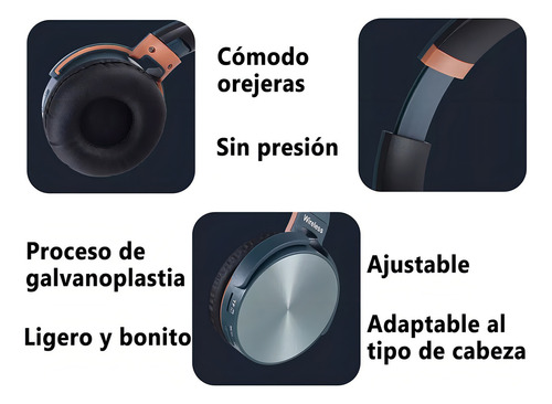 Fones de ouvido Bluetooth sem fio Jb950 com microfone HiFi, conexão 5.0, microfone embutido para chamadas, conexão de cabo de 3,5 mm, alcance de 10 metros (azul)
