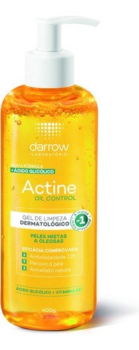 Sabonete Líquido Actine Oil Control Gel 400g Darrow Acne Oil día/noche para piel mixta/grasa de 400mL/400g 30+ años
