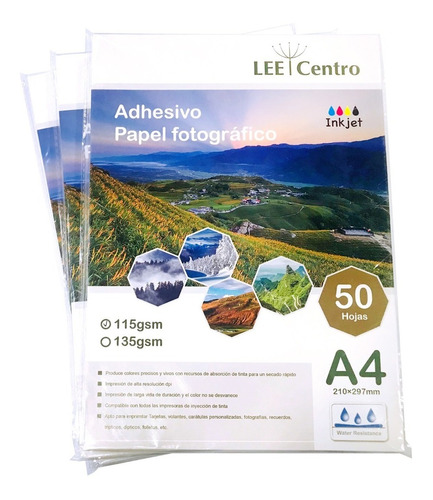 Papel Fotografico Adhesivo Lee Centro 115gr - 3 Uni