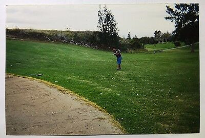 Vintage 90s Photo Man Shooting Playing Golf On Grass Nex Lql