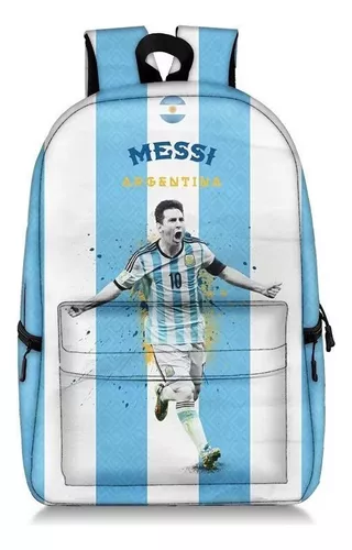 Mochila Fútbol Messi, Bolsa de viaje impermeable, Cargador USB incluido, Mochila escolar negra, Gran capacidad para viajes y escuelas
