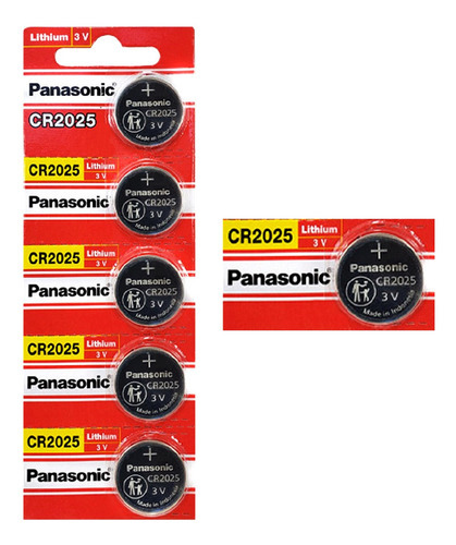 05 Pilhas Baterias Cr2025 Panasonic - 1 Cartela