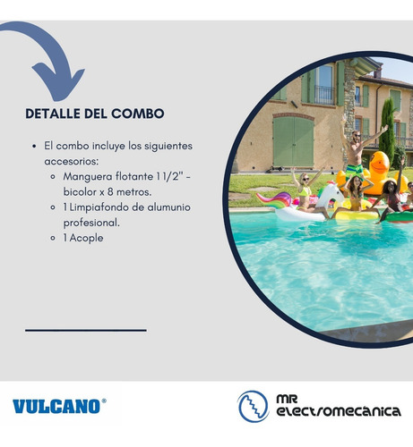 Imagen 2 de 10 de Kit Limpieza Vulcano: Barrefondo Profesional + Manguera 8 Mt