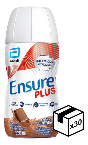 Pack 30 Ensure Plus Líquido Bebible Vitaminas Y Minerales Sabor Chocolate