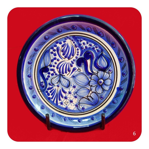 Imagen 6 de 9 de Set 10 Platos De Talavera Poblana 15 Cm Azul Trad Postre Plt