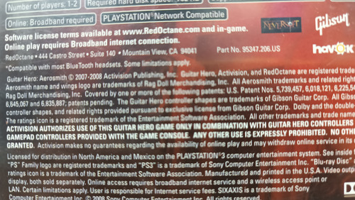 Guitar Hero Aero Smith Para Ps3 Original Físico (Usado)