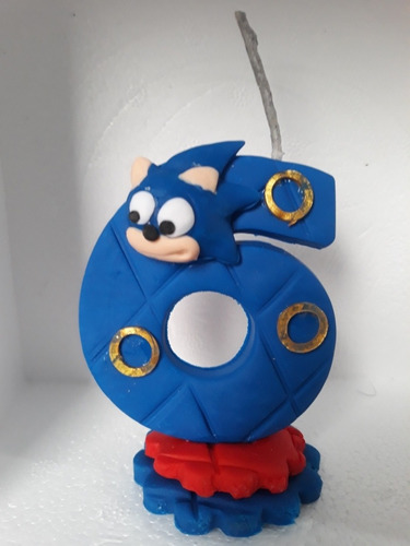 Vela Sonic Decorada Biscuit 6 Anos
