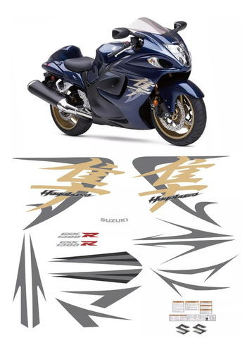 Kit Adesivos Suzuki Hayabusa Gsx 1300r 2008 Azul Hay08az1 Cor PADRÃO