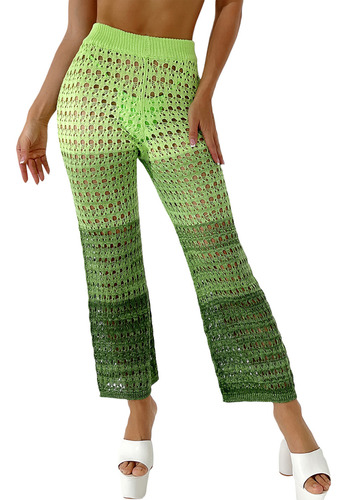 Pantalones Recortados Para Mujer, Tejido De Color Degradado