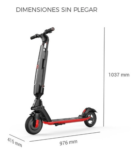 Imagen 7 de 10 de Monopatin Electrico Scooter Auton.30km Usb Rojo U1