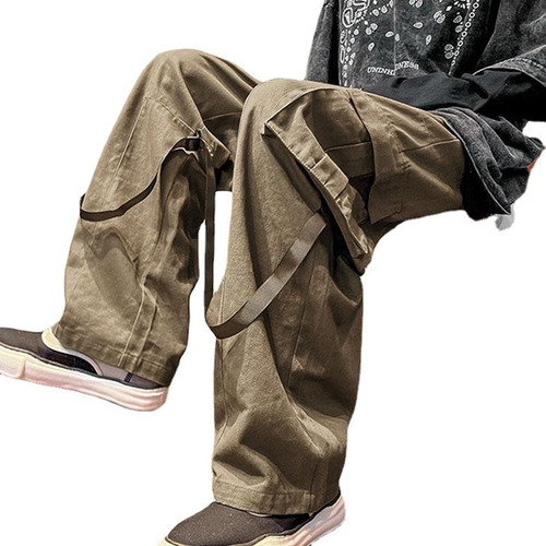 A Pantalones Cargo Para Hombre, Pantalones Rectos Holgados,